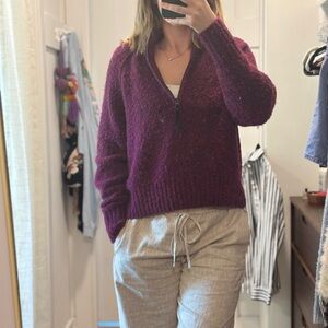 Prana Women's Burgundy V-Neck Sweater